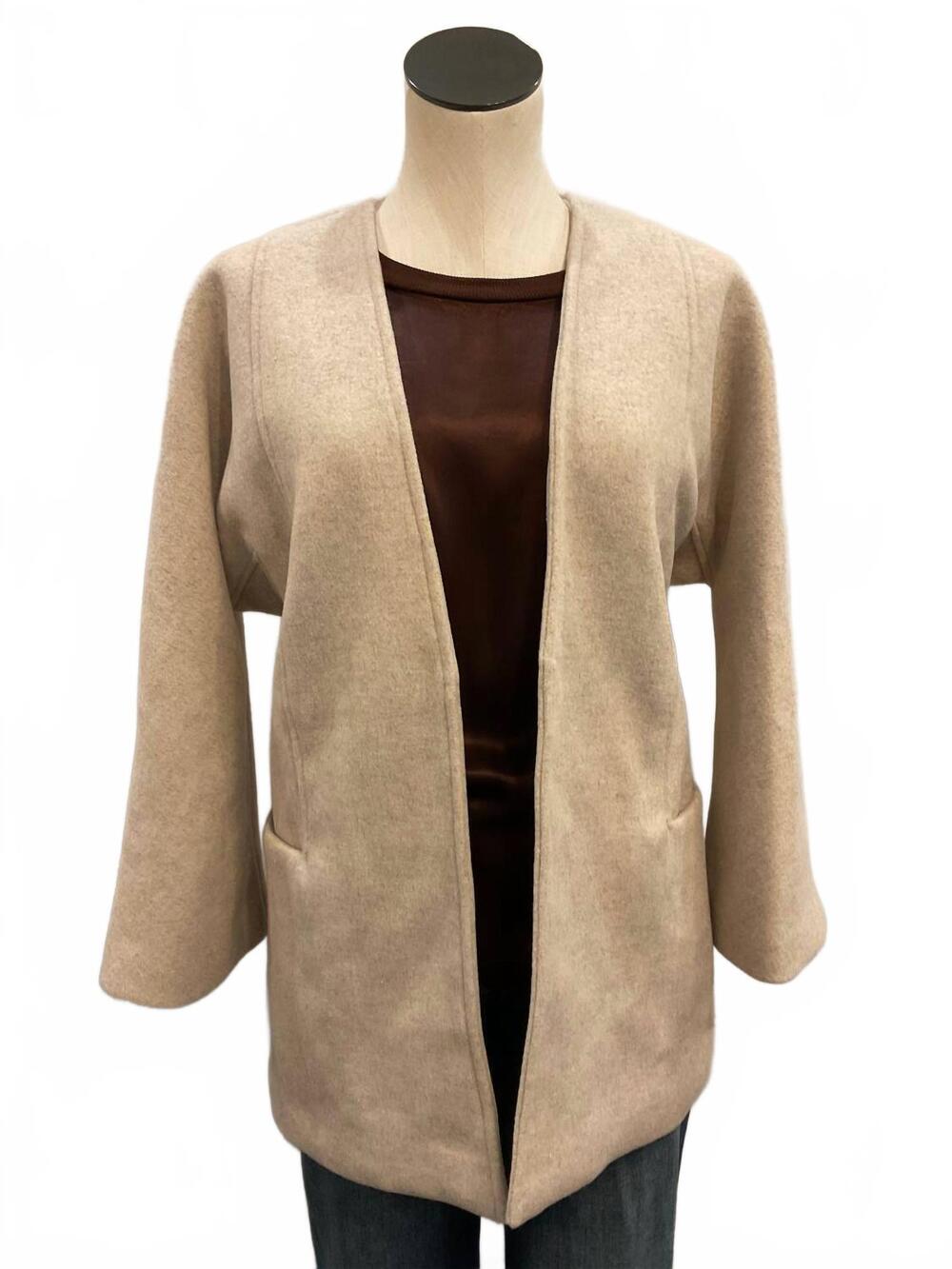 NEW CRESCENT women's open-front molly wool blend jacket in bone